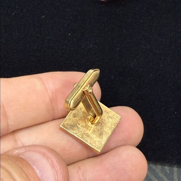 Antique Elegant Gold Cufflinks Set with Red and Green Accents - Picture 5 of 5